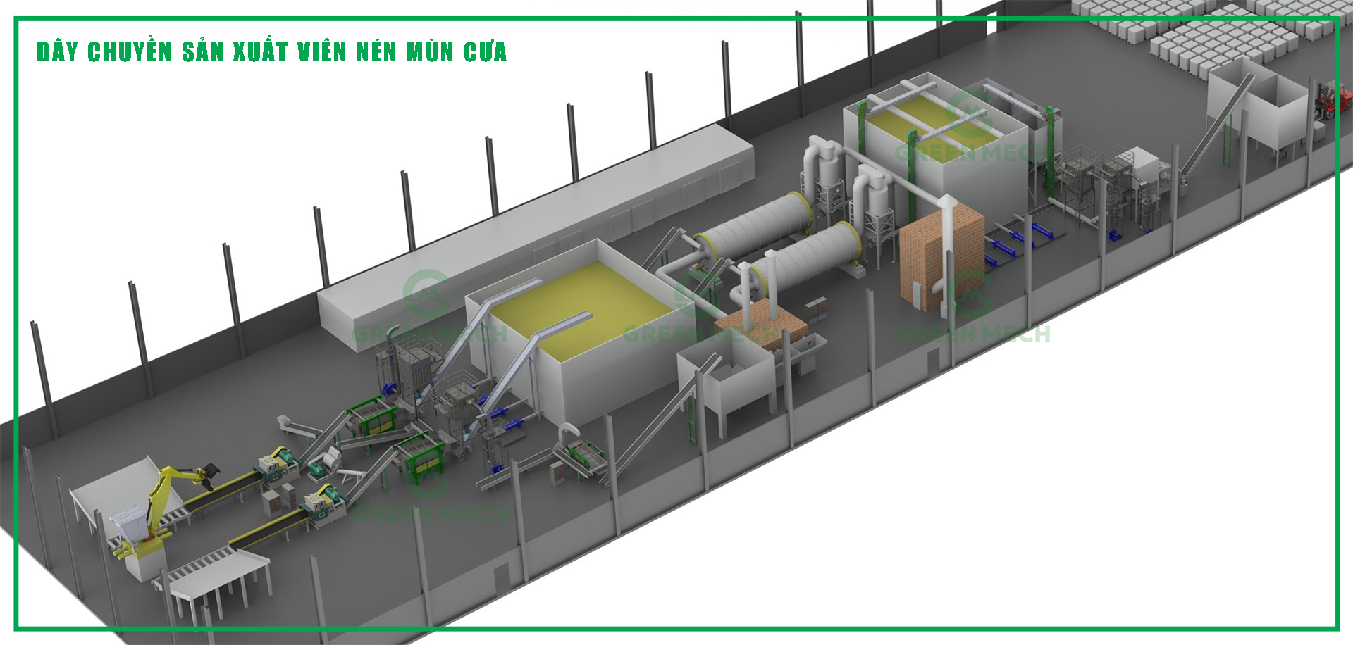 Dây chuyền sản xuất viên nén mùn cưa